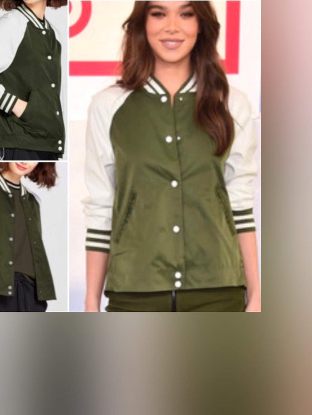 Hunter for Target Varsity Swing Jacket Green White Button Up Oversized Sz Small